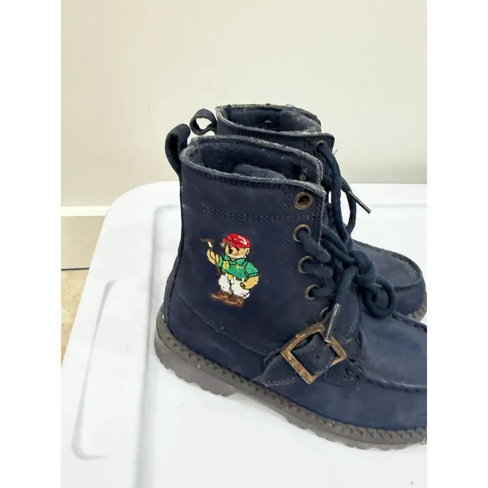 Polo Ralph Lauren Ranger HI II Mallet Bear Boots Blue Leather Size 11
